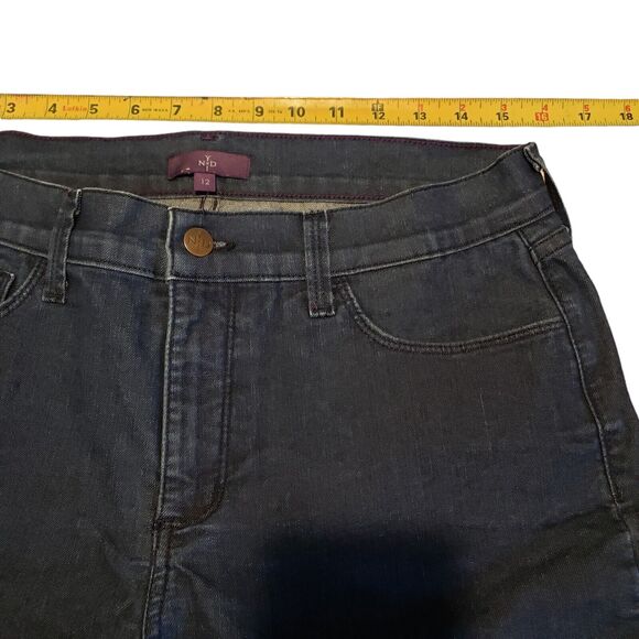 NYDJ Marilyn Straight Leg stretch Dark Navy Wash Jeans  Size 12 - Picture 4 of 9